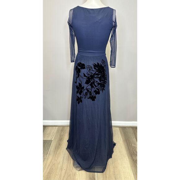 NWT Chiara Boni La Petite Robe Velvet Embroidery Elise Gown Midnight Size 38 (US - Picture 1 of 7